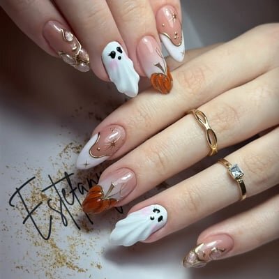 nail art halloween 3d fantasma